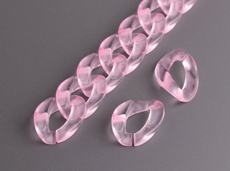 1ft Ballet Pink Chain Links, 23mm, Transparent, For Girly Kawaii Jewelry