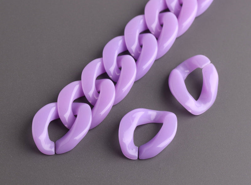 1ft Soft Purple Acrylic Chain Links, 23mm, Colored, Easy to Assemble, Budget Crafts