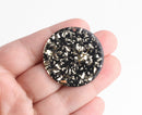 4 Black Acrylic Circles with Gold Foil Flakes, 35mm, Gold Flecked Earring Blank Findings, Plastic Discs, Glitter Resin Charms, CN260-35-BKGF