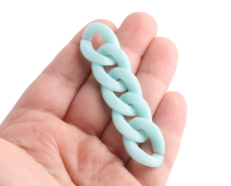 1ft Aqumarine Blue Acrylic Chain Links, 23mm, Light Blue Colored, For Kawaii Crafts