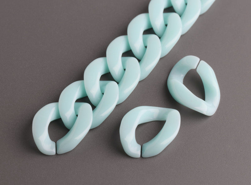 1ft Aqumarine Blue Acrylic Chain Links, 23mm, Light Blue Colored, For Kawaii Crafts