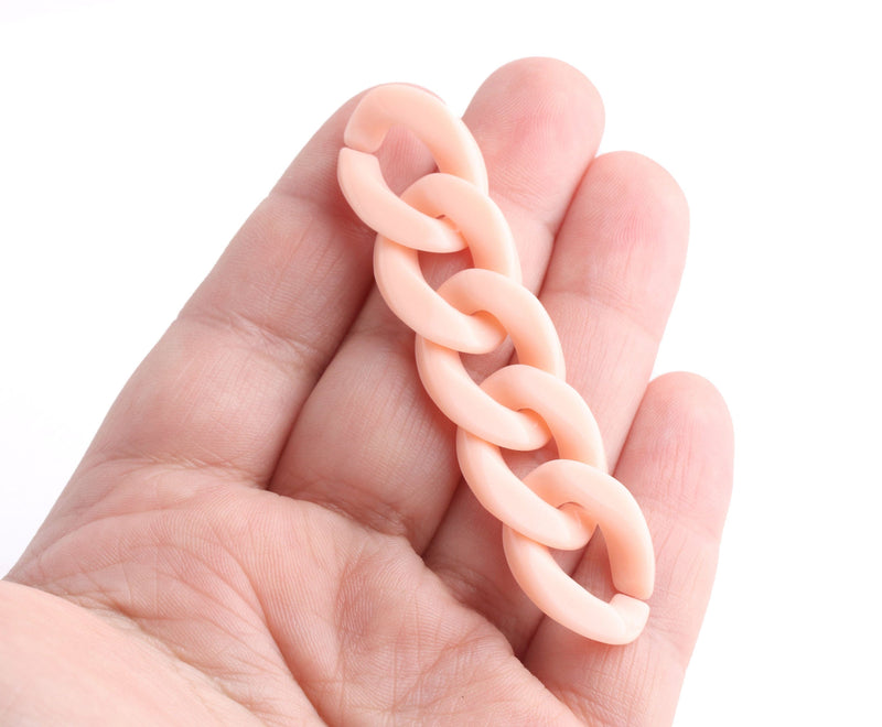 1ft Light Pastel Pink Chain Links, 23mm, Acrylic, For Clog Shoe Chains