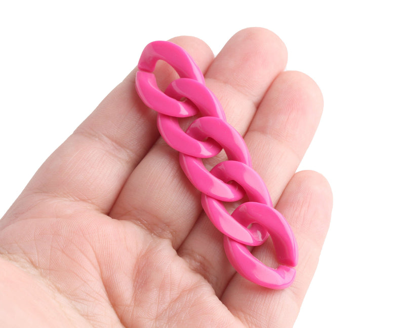 1ft Hot Pink Acrylic Chain Links, 23mm, Big and Chunky, For Gyaru Jewelry