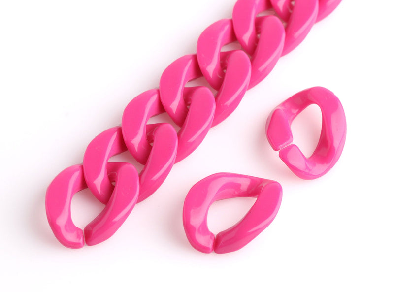 1ft Hot Pink Acrylic Chain Links, 23mm, Big and Chunky, For Gyaru Jewelry