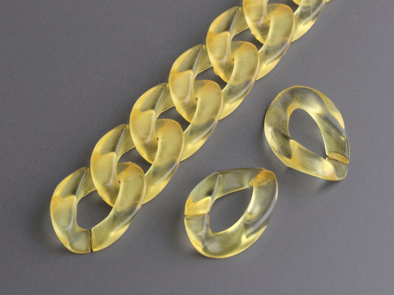 1ft Yellow Acrylic Chain Links, 23mm, Transparent Glass, Lightweight and Thick Links