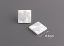 4 White Pearl Flatback Rhinestones, Plastic Square Chips, DIY Studs, 16mm Square Cabochon, Acrylic Earring Blank Findings, LAK043-16-W12