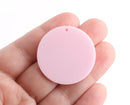 4 Large Circle Pendants in Light Pink, Laser Cut Acrylic, Soft Pastel Colors, 35mm