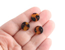 4 Small Tortoise Shell Links, Two Holes, Cellulose Acetate, 12mm