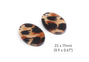 4 Animal Print Beads, Oval Charms, African Safari Pattern, Brown Leopard Print Jewelry, Acrylic Earring Blanks, VG046-23-LP04