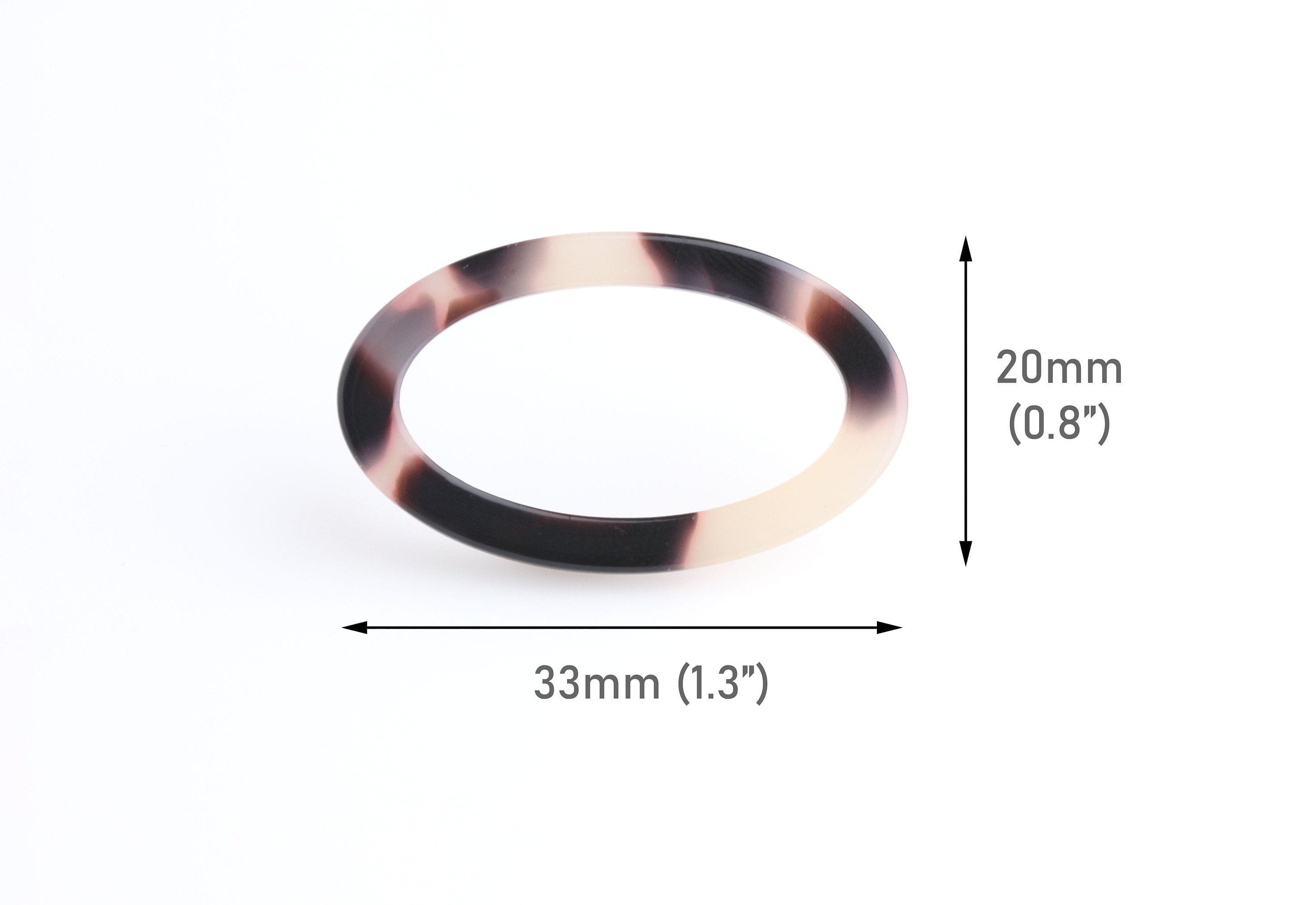 4 Oval Connector Charms, 33mm x 20mm, Closed Jump Ring Loops, Plastic