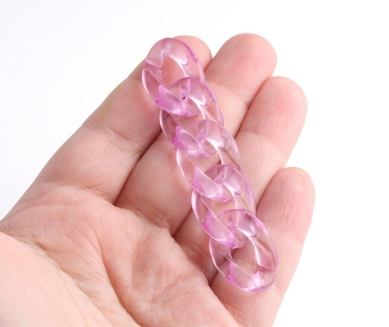 1ft Purple Acrylic Chain Links, 23mm, Transparent, Jewelry Chain for Making Crafts