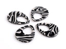 4 Tear Drop Pendants in Zebra Print, 1.5" Inch, Animal Print Bead, Monochrome Beads, Acetate Acrylic Teardrop Earring Charm, TD062-37-BK06
