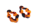 4 Freeform Pendants, Organic Shape, Orange and Red Tortoise Shell, Cellulose Acetate, 41.25 x 25.5mm