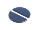2 Dark Blue Half Circle Connectors, Two Holes, Cellulose Acetate, 37 x 18mm