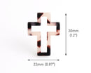 2 Small Cross Charms, 30x22mm, Blonde Tortoise Shell, Sideways Cross Links, Faith Charm, Bracelet Connector, Necklace Crucifix, DX096-30-WT