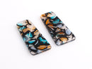2 Trapezoid Resin Pendant, 39x20mm, Purse Zipper Pull Charms, Black Lines, Tortoise Shell Acrylic Earring Blanks, 1 3/4" Inch, DX089-39-MC08