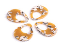 4 Sunflower Tortoise Shell Earring Charms, 37 x 28.25mm, Recycled Plastic, Tear Drop Pendant, Laser Cut Acrylic Earring Blanks, TD063-37-YWB