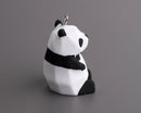 1 Geometric Panda Bear Figurine with Loop, Low Poly, Small Plastic Spirit Animal Totem, Matte Rubber Coated, 1.7" Inch