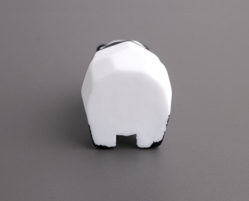 1 Geometric Panda Bear Figurine with Loop, Low Poly, Small Plastic Spirit Animal Totem, Matte Rubber Coated, 1.7" Inch