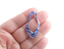 4 Pearlescent Blue Organic Shapes, 41x30mm, Freeform Pendant, Acetate Earring Charms, Connector Rings, Tortoiseshell Pendant, VG048-41-U14