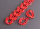1ft Ruby Red Acrylic Chain Links, 23mm, Transparent Plastic, For Wallet Chains
