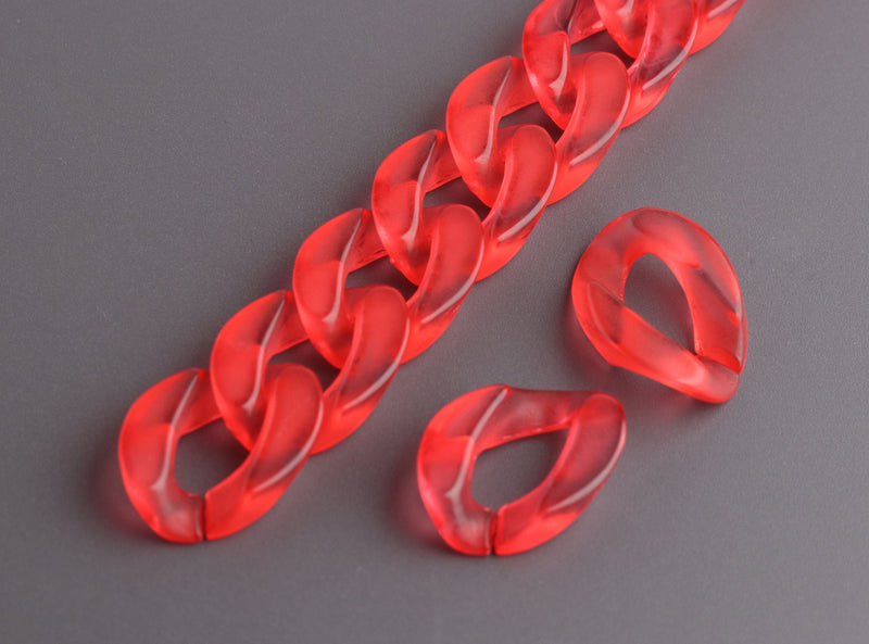 1ft Lipstick Red Acrylic Chain Links, 23mm, Opaque Colored, For Clutch  Straps