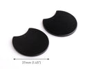 2 Black Half Circle Beads, 37x33.5mm, Monogram Beads for Vinyl, Geometric Pendant, Flat Round Disc Charms, 1.5" Inch Circle, CN244-37-BK04