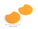 2 Butterscotch Orange Half Moon Charms, 37 x 33.5mm, Colored Acrylic Blanks for Vinyl, Mustard Yellow Beads, CN246-37-OG01