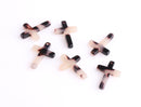 4 Tiny Cross Charms in Blonde Tortoise Shell, Religious Faith Charms, Cellulose Acetate, 18.5 x 13mm
