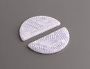 2 Half Moon Charms with Pinstripes 37x18mm, Clear White Acrylic Stripe Bead, Blank Earring Part, Tortoise Shell Jewelry Supply, HC001-37-W14