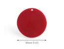 4 Maroon Red Circle Pendants, Acrylic, 35mm