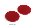 4 Maroon Red Circle Pendants, Acrylic, 35mm