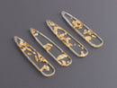 4 Teardrop Earring Charms with Gold Foil Flakes, 2" Teardrop Findings, Laser Cut Acrylic Glass, Long Resin Pendant Gold Flecks, TD057-54-CGF
