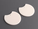 2 Bone White Half Moon Charms, Cut Out Circle Earring Components, Scoop Charms, Flat Round Acrylic Plastic Pendants, HC002-37-W07