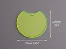2 Neon Yellow Half Circle Findings, 37mm, Acrylic Laser Cut Charms, Round Discs, Fluorescent Yellow Bead, Wide Crescent Moon, CN251-37-YW04