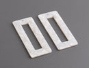 2 Pearl White Resin Pendants, 50mm Rectangle Earring Part, Geometric Charm, White Tortoise Shell Bead, Plastic Acrylic Pendant, DX101-50-W11