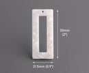 2 Pearl White Resin Pendants, 50mm Rectangle Earring Part, Geometric Charm, White Tortoise Shell Bead, Plastic Acrylic Pendant, DX101-50-W11