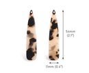 4 Long Teardrop Charms, 54x11mm, Acrylic Tortoise Shell Bead, Bell Shape, Blonde Tortoiseshell Earring Component, Resin Pendant, TD060-54-BT