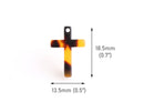 4 Tiny Cross Charms in Tortoise Shell, Faith Charms, Cellulose Acetate, 18.5 x 13mm