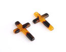 2 Cross Pendants for Women and Men, 25 x 17mm, 1 Inch Cross Charm Bulk, Acetate Tortoise Shell Supply, Christian Faith Charm, DX104-25-TT