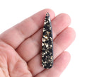 4 Black Teardrop Charms with Gold Foil Flakes, Laser Cut Acrylic, 54.5 x 11mm