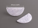 2 White Half Moon Charms with Pinstripes, 37x18mm, Double Hole Semi Circle, Clear Half Circle Connector Link, Resin Pendant, HC007-37-W14