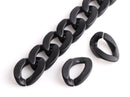 1ft Matte Metallic Black Acrylic Chain Links, 23mm, Flat Cuban Chain for Purses