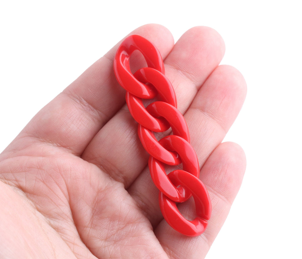 1ft Lipstick Red Acrylic Chain Links, 23mm, Opaque Colored, For Clutch  Straps