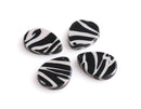 4 Small Teardrop Charms with Zebra Stripes, Black and Gray, Pip Beads, Cellulose Acetate, 17.5 x 13.5mm