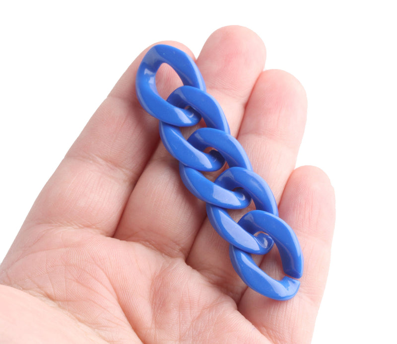 1ft Cobalt Blue Acrylic Chain Links, 23mm, Opaque Colored, Wristlet Strap for Wallets