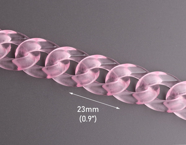 1ft Ballet Pink Chain Links, 23mm, Transparent, For Girly Kawaii Jewelry