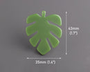 2 Olive Green Monstera Leaf Pendants, Cellulose Acetate, 43 x 35mm