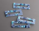 2 Resin Pendants in Blue Tortoise Shell, 50mm x 21.5mm, Transparent Blue Bead, Light Blue Acetate Finding, Open Rectangle Ring, DX094-50-U03