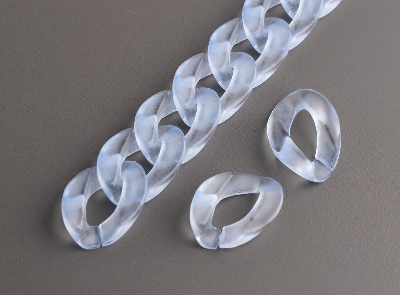 1ft Light Sapphire Blue Acrylic Chain Links, 23mm, Transparent, For Clutch Straps